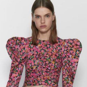 Zara printed poplin top